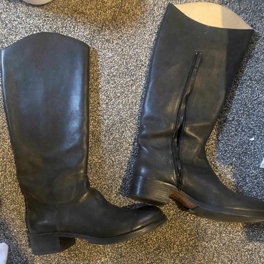 Genuine leather tall riding boots